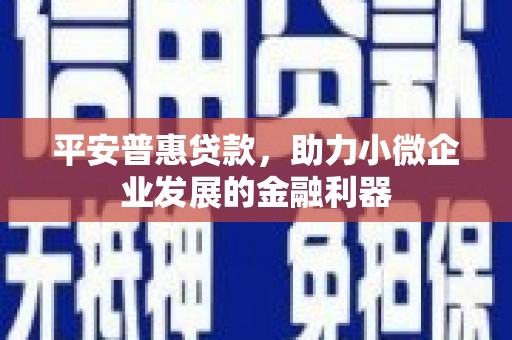 安多平安普惠贷款，助力小微企业发展的金融利器
